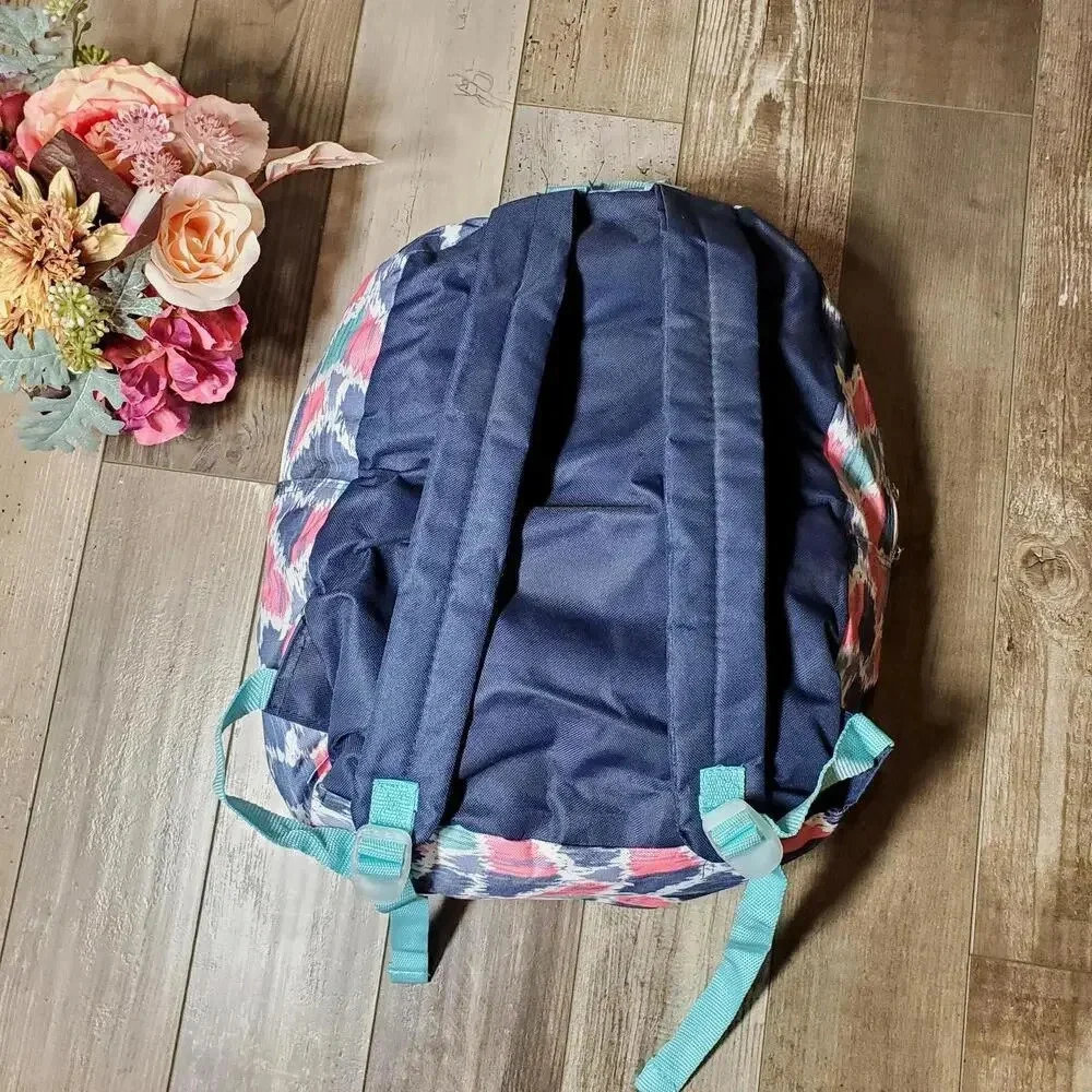 Multicolor Graphic Backpack School Bag with Two Zippers